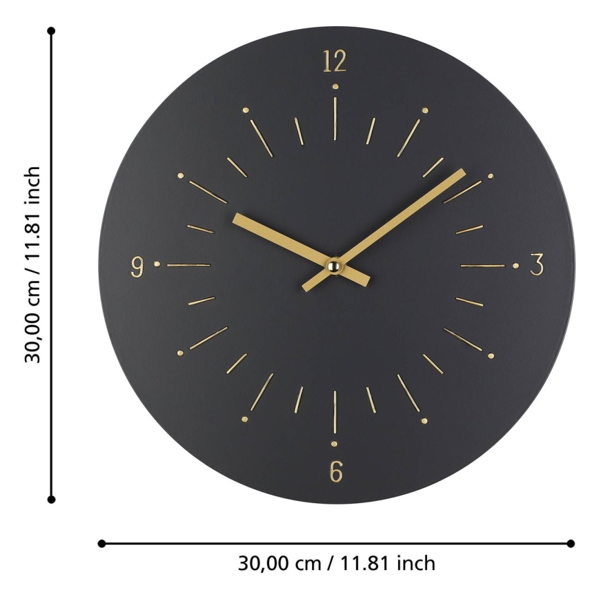 Eglo - Zidni sat 1xAA, prečnik 30 cm, crne boje