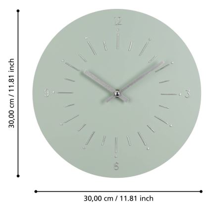 Eglo - Zidni sat 1xAA, prečnika 30 cm, zelen