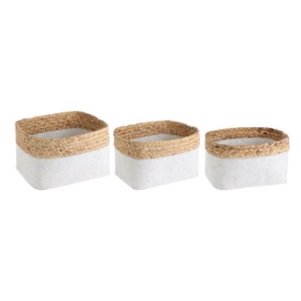 Eglo 426585 - SET od 3 dekorativnih korpi NANAE 16x27 cm bela/bež
