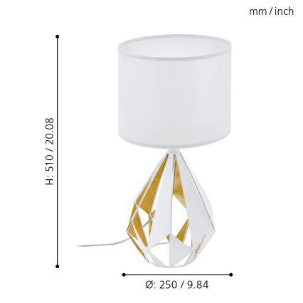 Eglo 43078 - Stona lampa CARLTON 1xE27/60W/230V