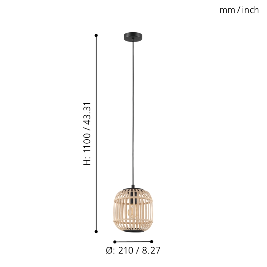 Eglo 43231 - Viseći luster na sajli BORDESLEY 1xE27/28W/230V, prečnik 210 mm