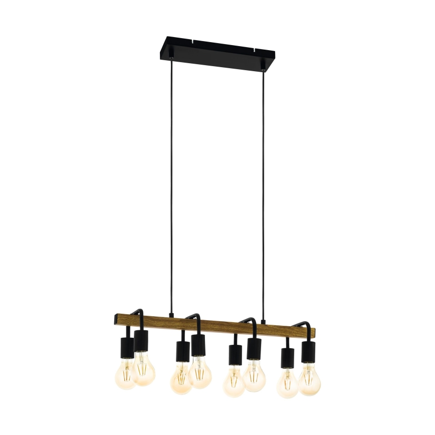 Eglo 43316 - Luster na sajli ERRIBERA 8xE27/40W/230V hrast/crna