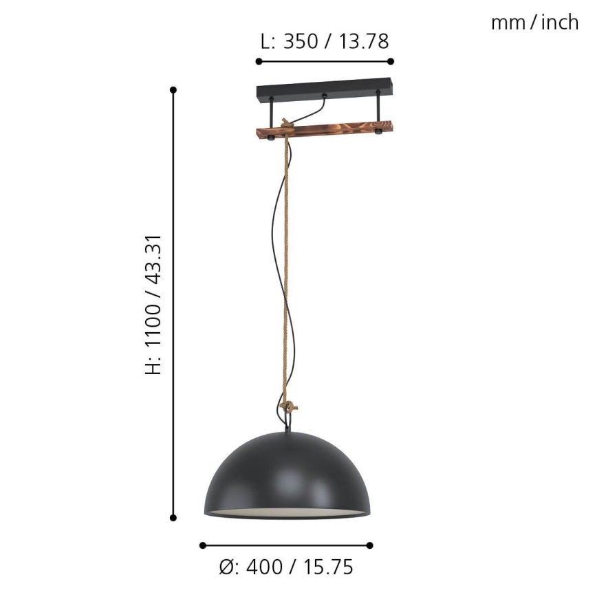 Eglo 43396 - Luster na sajli HODSOLL 1xE27/40W/230V