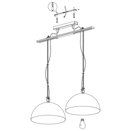 Eglo 43397 - Luster na sajli HODSOLL 2xE27/40W/230V