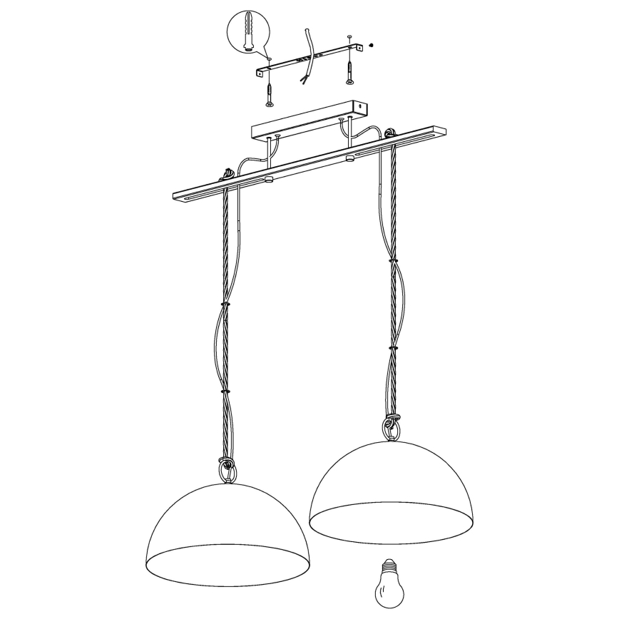 Eglo 43397 - Luster na sajli HODSOLL 2xE27/40W/230V