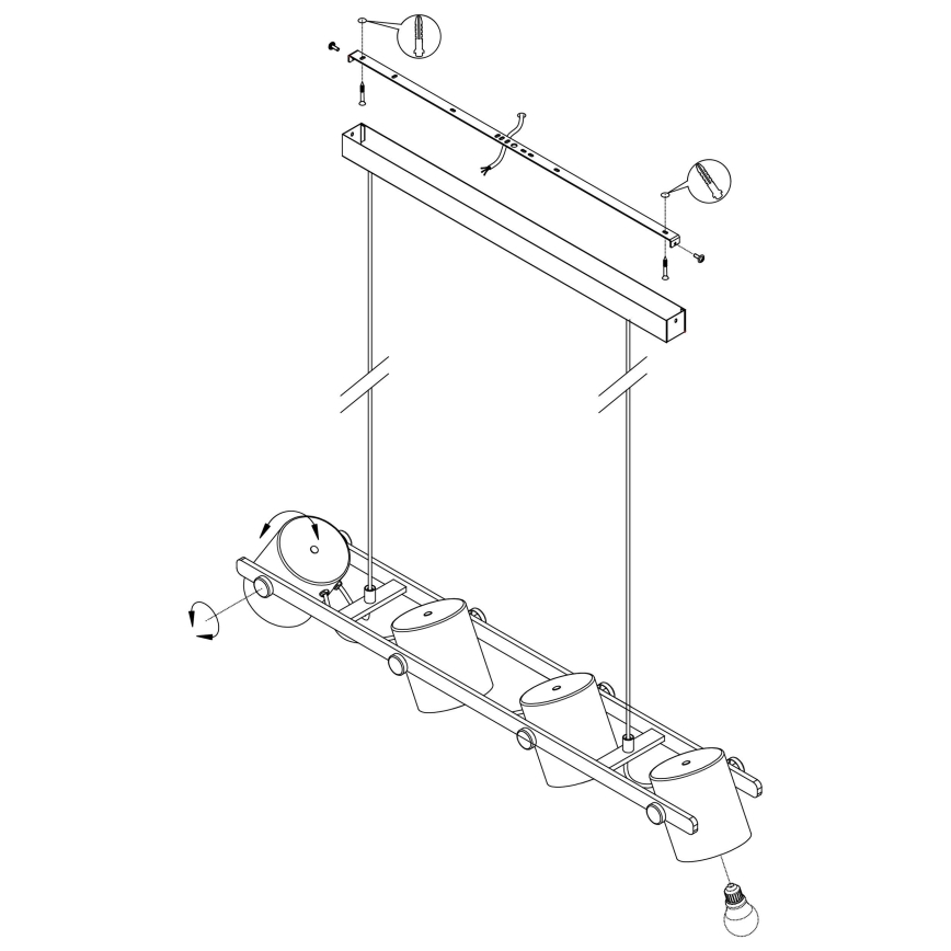 Eglo - Luster na sajli 4xE27/28W/230V