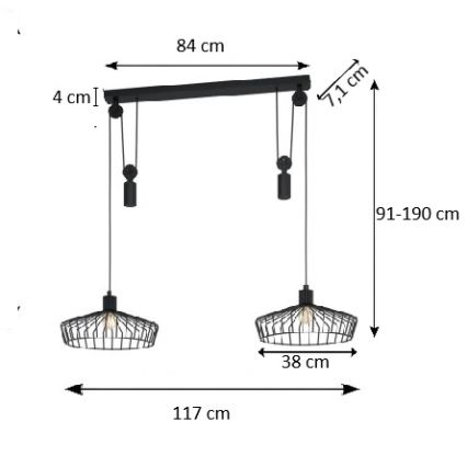 Eglo 43438 - Luster na sajli WINKWORTH 2xE27/40W/230V