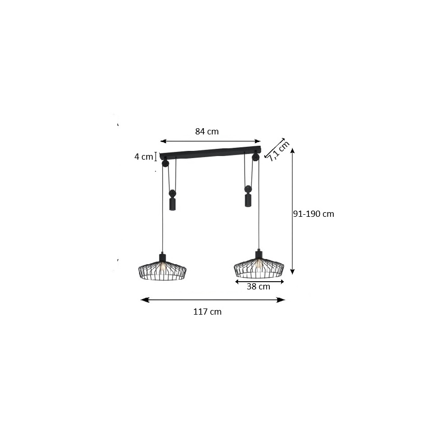 Eglo 43438 - Luster na sajli WINKWORTH 2xE27/40W/230V