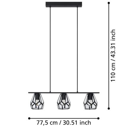 Eglo - LED luster na sajli 3xE27/40W/230V