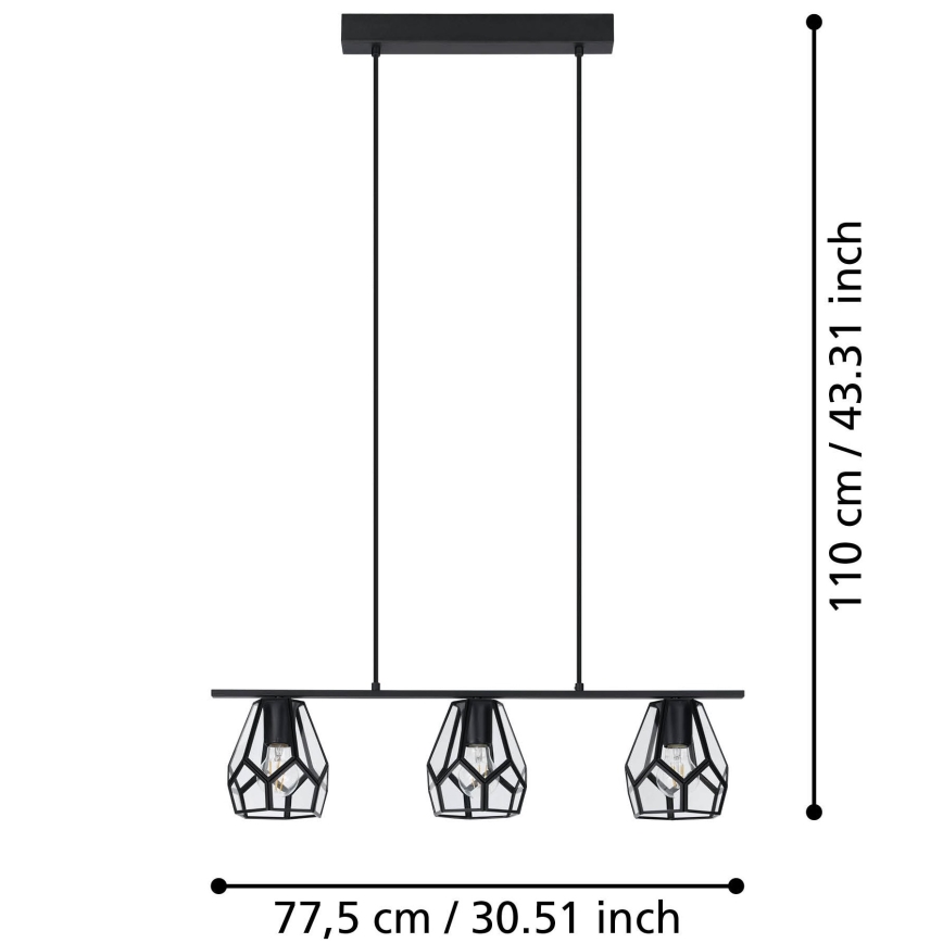 Eglo - LED luster na sajli 3xE27/40W/230V
