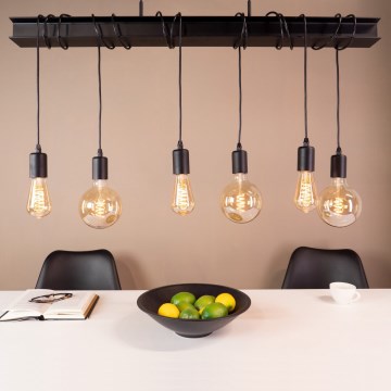 Eglo 43712 - Luster na sajli TOWNSHEND 6xE27/60W/230V crna