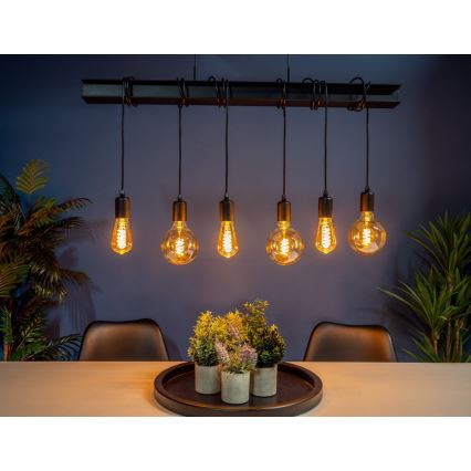 Eglo 43712 - Luster na sajli TOWNSHEND 6xE27/60W/230V crna