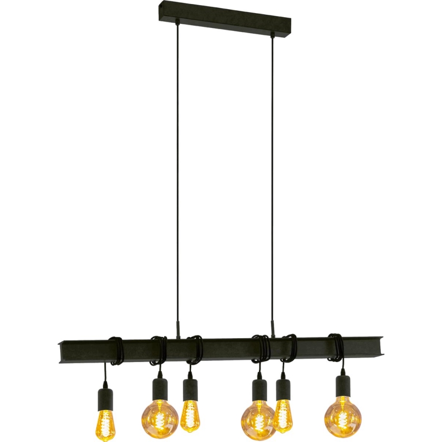 Eglo 43712 - Luster na sajli TOWNSHEND 6xE27/60W/230V crna