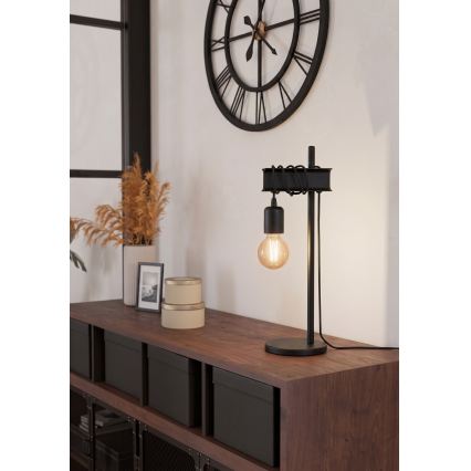 Eglo 43714 - Stona lampa TOWNSHEND 1xE27/10W/230V crna