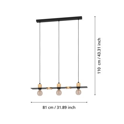 Eglo - Luster na sajli 3xE27/40W/230V