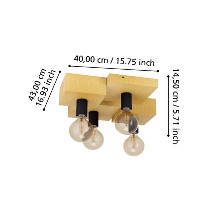 Eglo - Stropna svetiljka 4xE27/40W/230V
