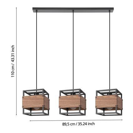 Eglo - Luster na sajli 3xE27/40W/230V