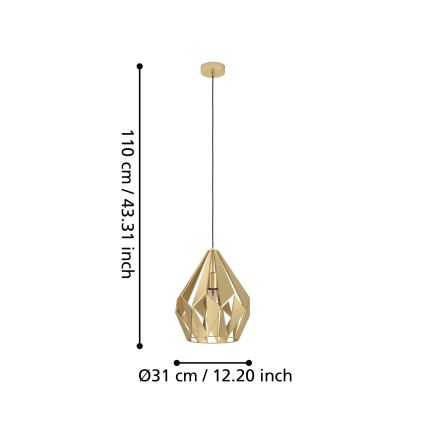 Eglo - Viseći luster na sajli 1x E27/60W/230V, prečnik 31 cm