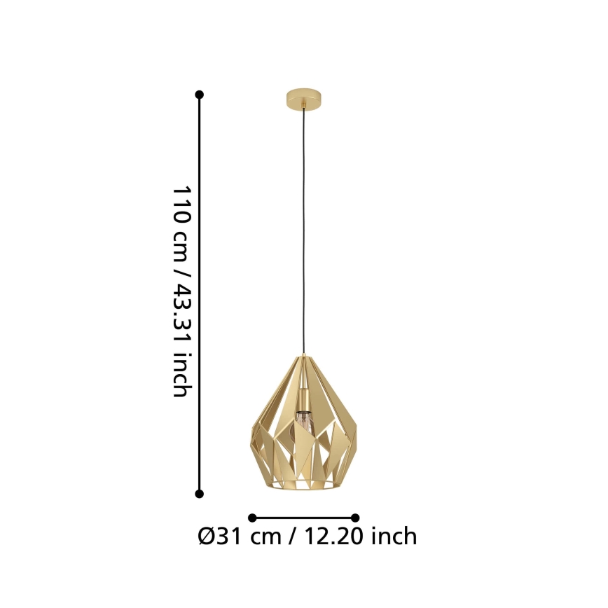 Eglo - Viseći luster na sajli 1x E27/60W/230V, prečnik 31 cm