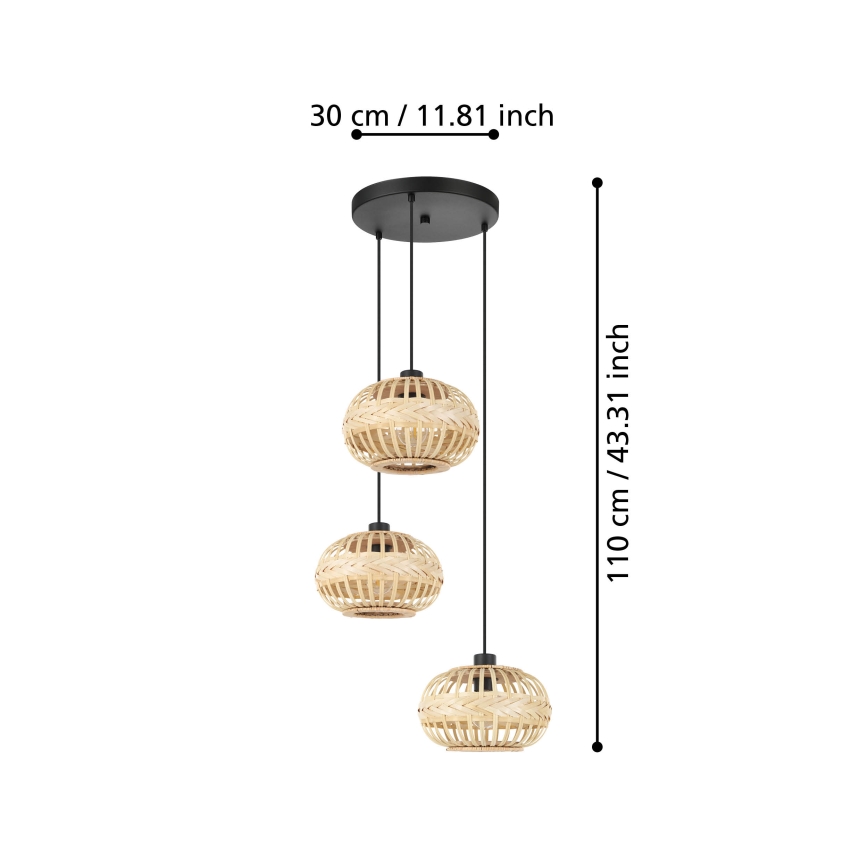 Eglo - Luster na sajli, 3x E27, 40W, 230V, prečnik 48 cm