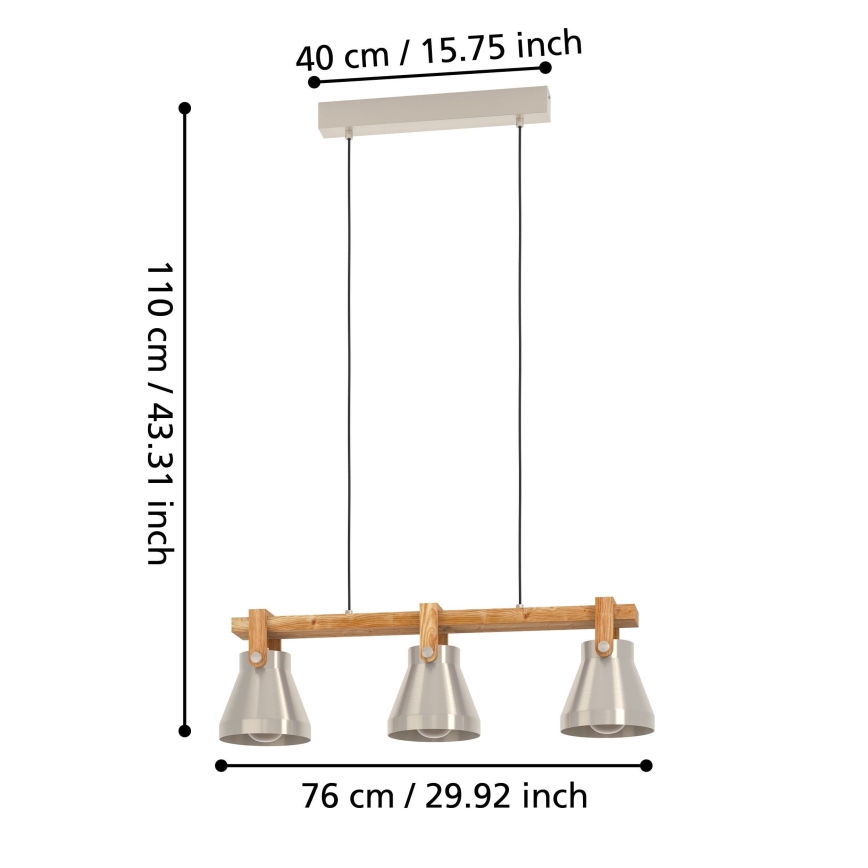 Eglo - Luster на sajli 3xE27/40W/230V