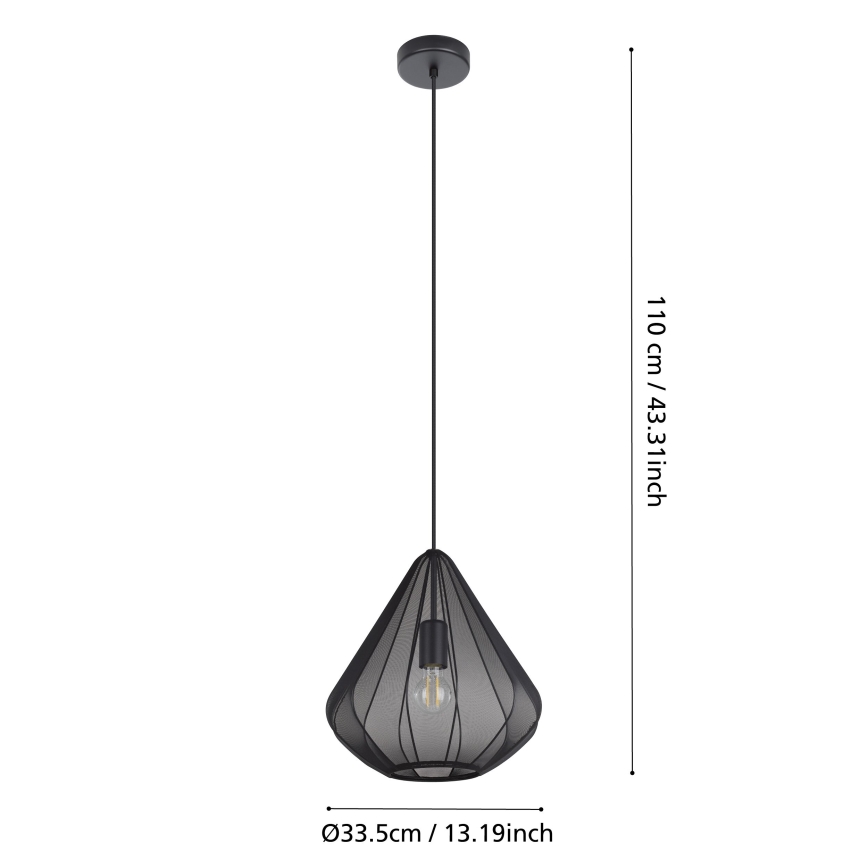 Eglo - Luster na sajli, 1xE27/40W/230V, pr. 33,5 cm, crni