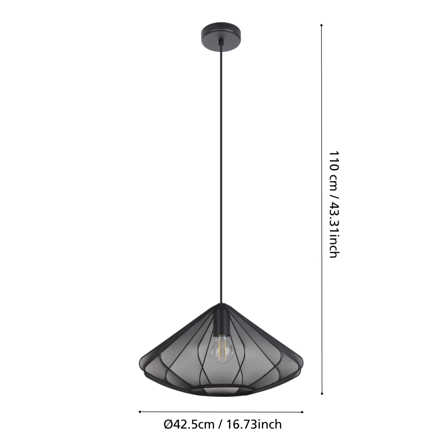 Eglo - Luster na sajli 1xE27/40W/230V prečnik 42,5 cm crna