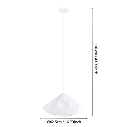 Eglo - Luster na sajli 1xE27/40W/230V, prečnik 42,5 cm, beo