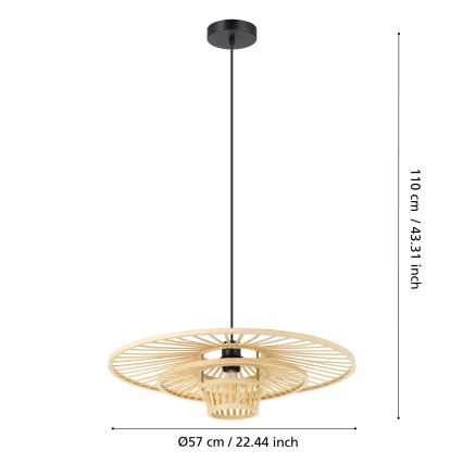 Eglo - Luster na sajli 1xE27/40W/230V bambus