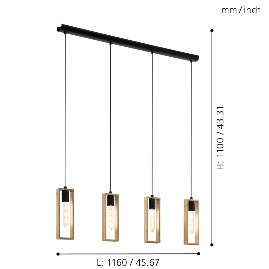 Eglo - Luster na sajli 4xE27/60W/230V