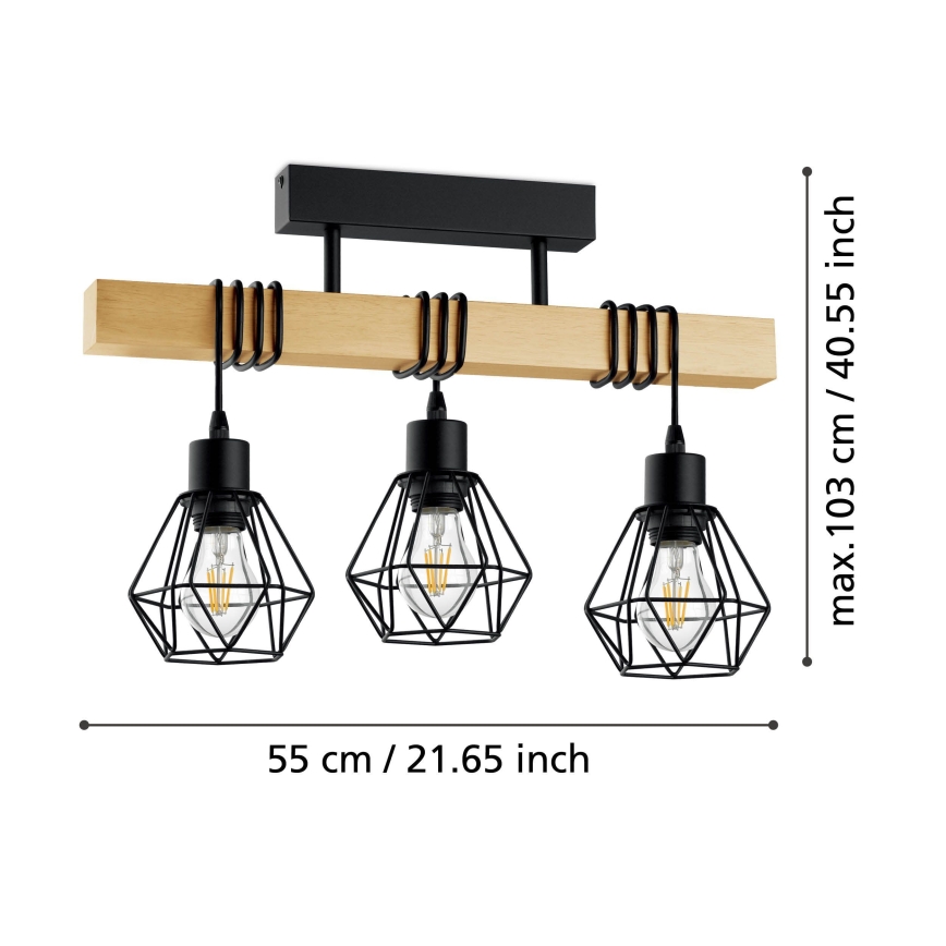 Eglo - Plafonski luster TOWNSHEND 3xE27/60W/230V