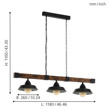 Eglo - Luster sa lancem 3xE27/60W/230V