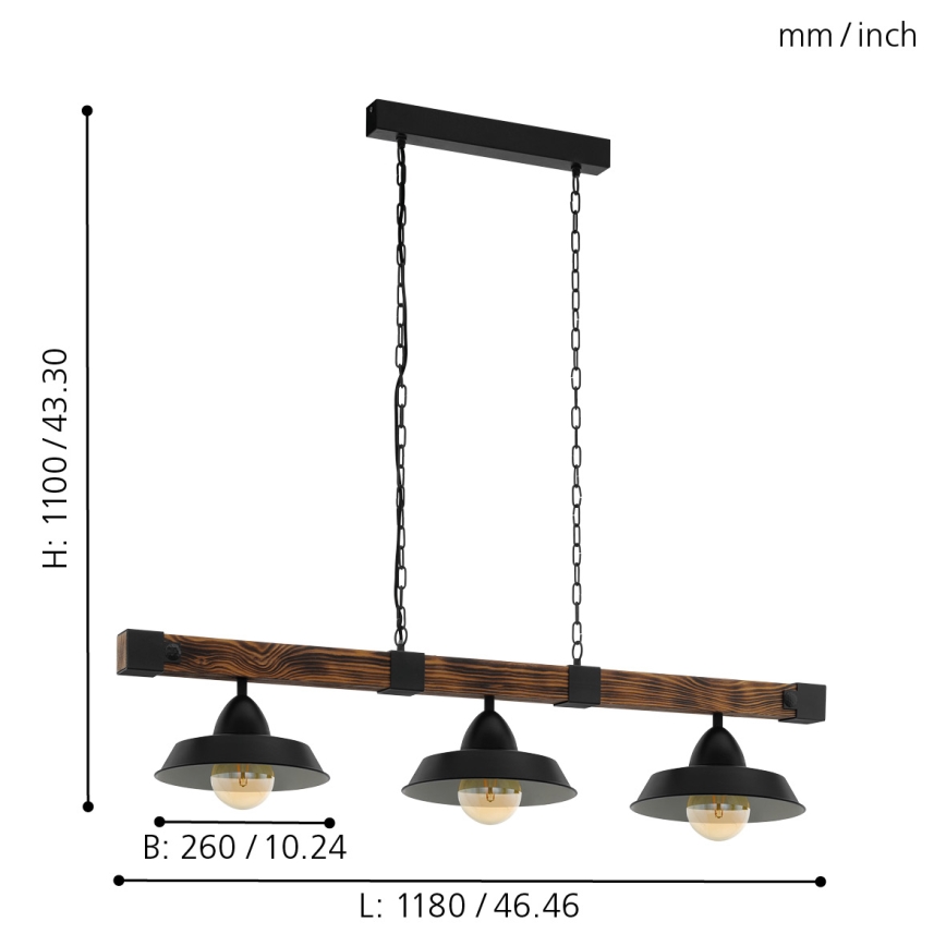 Eglo - Luster sa lancem 3xE27/60W/230V