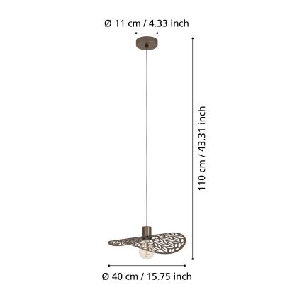 Eglo - Luster na sajli 1xE27/60W/230V prečnika 40 cm u bronzanoj boji