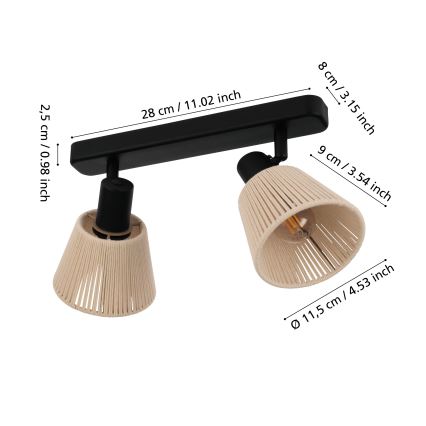 Eglo - Spot svetiljka 2xE14/40W/230V bež/crna