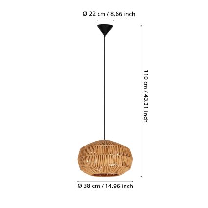 Eglo - Luster na sajli 1xE27/40W/230V braon