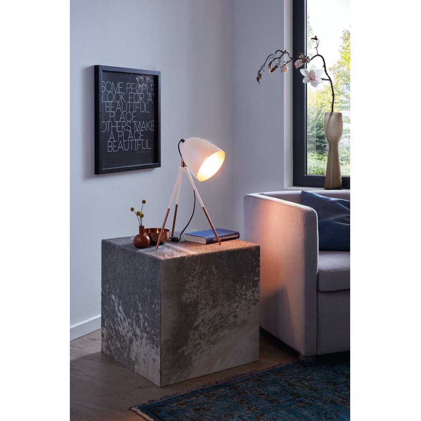 Eglo 49727 - Stona lampa CHESTER 1xE27/60W/230V bela/bakrena