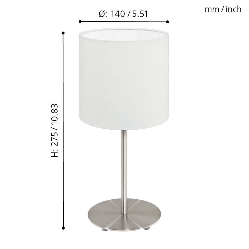 Eglo 54744 - Stona lampa ANADIA 1xE14/40W/230V bela/matni hrom