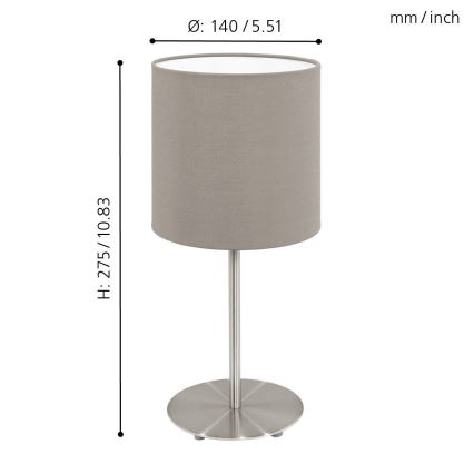Eglo 54745 - Stona lampa ANADIA 1xE14/40W/230V taupe/mat hrom