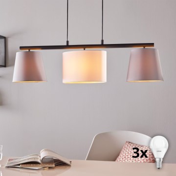 Eglo 55207 - LED luster na sajli ALMEIDA 3xE14/25W/230V siva