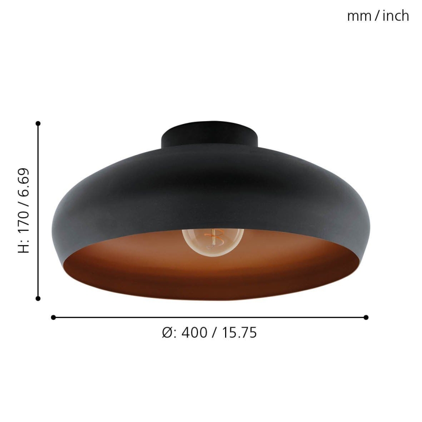 Eglo 55248 - Stropno svetlo MOGANO, 1xE27/60W/230V, crna