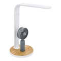 Eglo 55399 - LED prigušiva punjiva stona lampa sa ventilatorom LED/6,2W/5V 3000/4000/5000K 2000 mAh bela/smeđa