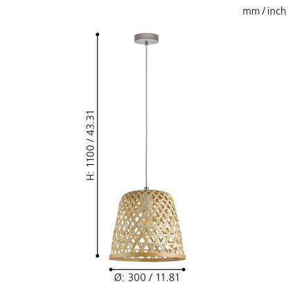 Eglo 55696 - Viseći luster KIRKCOLM na sajli 1xE27/60W/230V bež