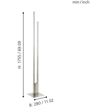 Eglo 55972 - LED RGBW prigušiva podna lampa FRAIOLI-C LED/34W/230V 2700-6500K mat hrom + daljinski upravljač