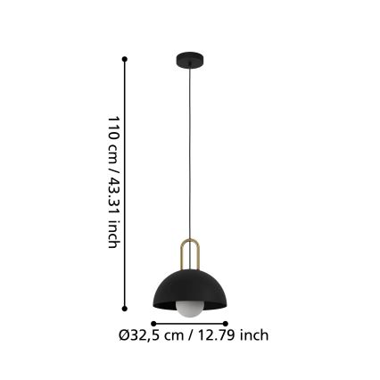 Eglo 56459 - Luster na sajli CALMANERA 1xE27/40W/230V crna