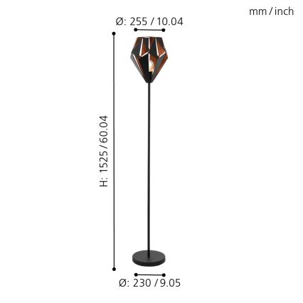 Eglo 62838 - Stojeća lampa CARLTON PRO 1xE27/60W/230V crna