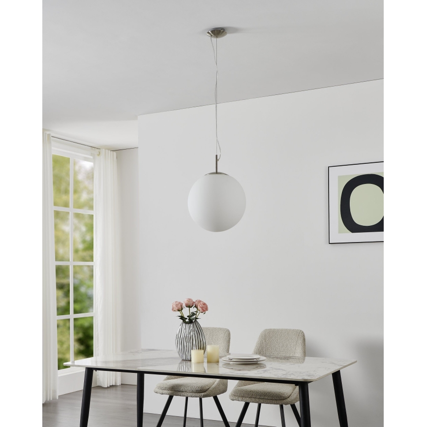 Eglo 63269 - Luster na sajli PIEDALE 1xE27/60W/230V prečnik 35 cm mat hrom