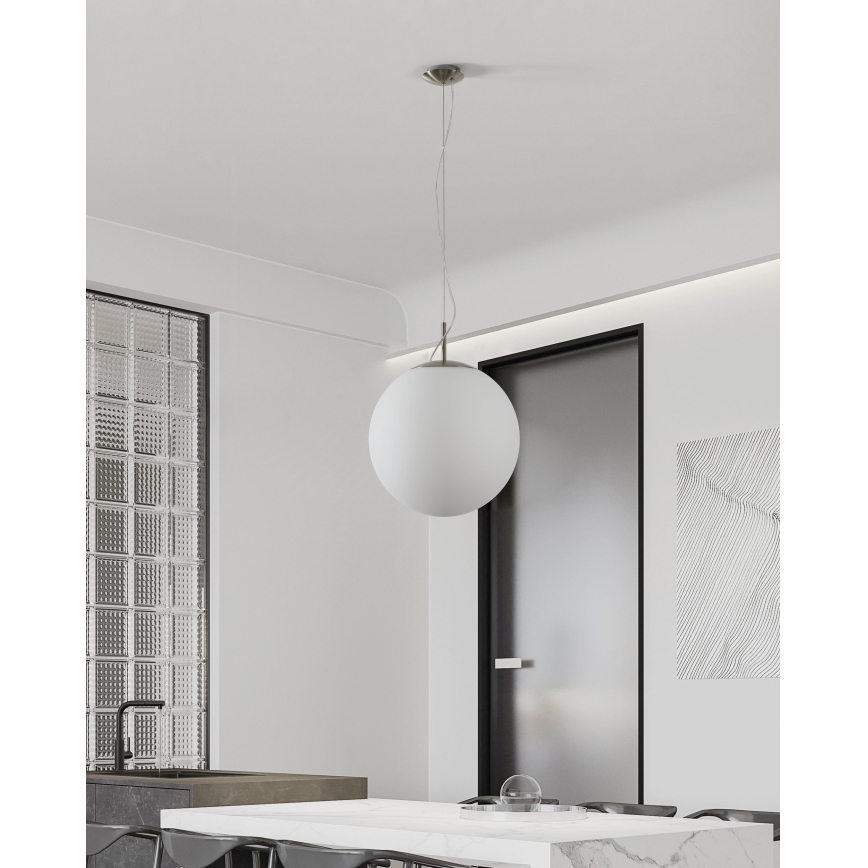Eglo 63271 - Luster na sajli PIEDALE 1xE27/60W/230V, prečnik 43 cm, matni hrom