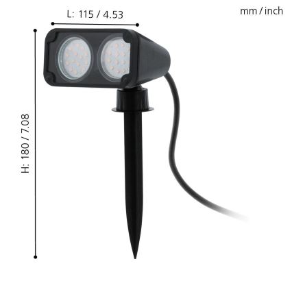 Eglo 75315 - LED spoljašnja lampa NEMA 2xGU10/2,8W/230V 3000K IP44