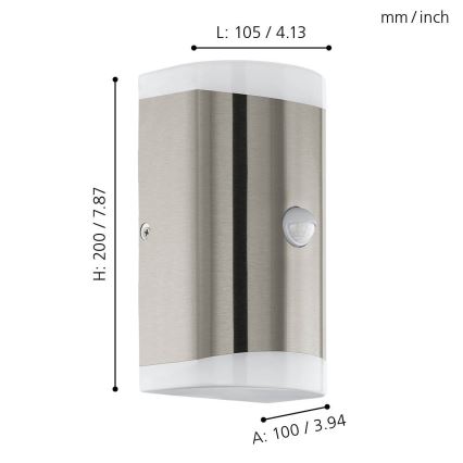 Eglo - LED spoljašnja zidna svetiljka sa senzorom 2xGU10/4,6W/230V IP44